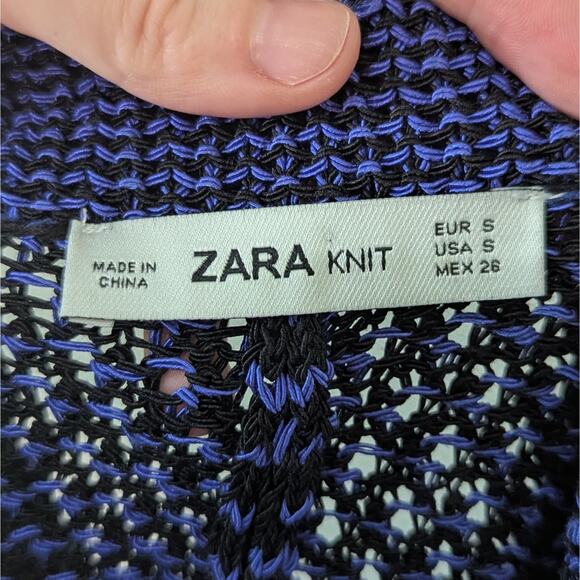 Zara Knit Blue & Black Sheer Whimsigoth Grunge Elastic Waist Shorts Size Small - Picture 5 of 6